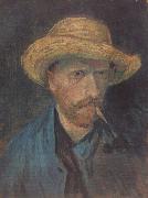 Vincent Van Gogh Self-Portrait with Straw Hat and Pipe (nn04) oil painting picture wholesale